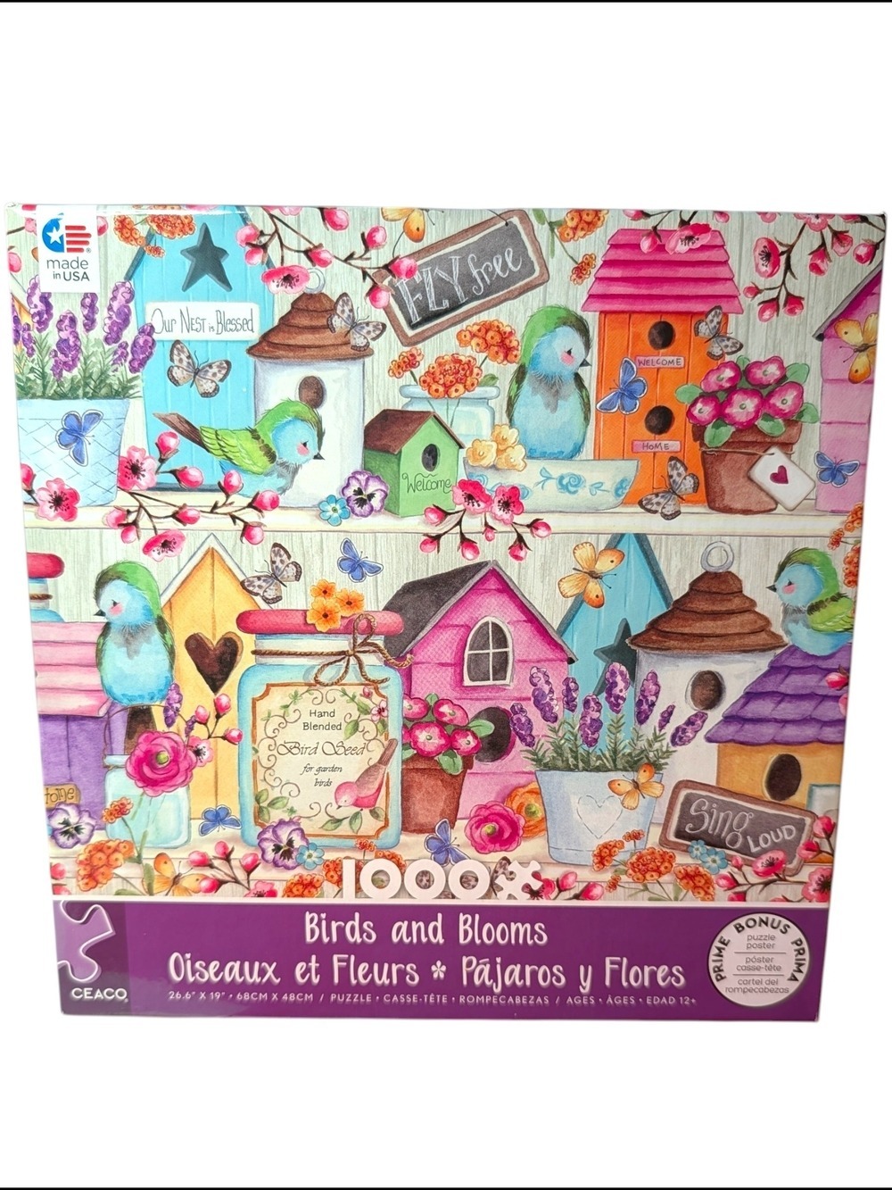Birds and Blooms Jigsaw Puzzle - Colorful Birdhouses